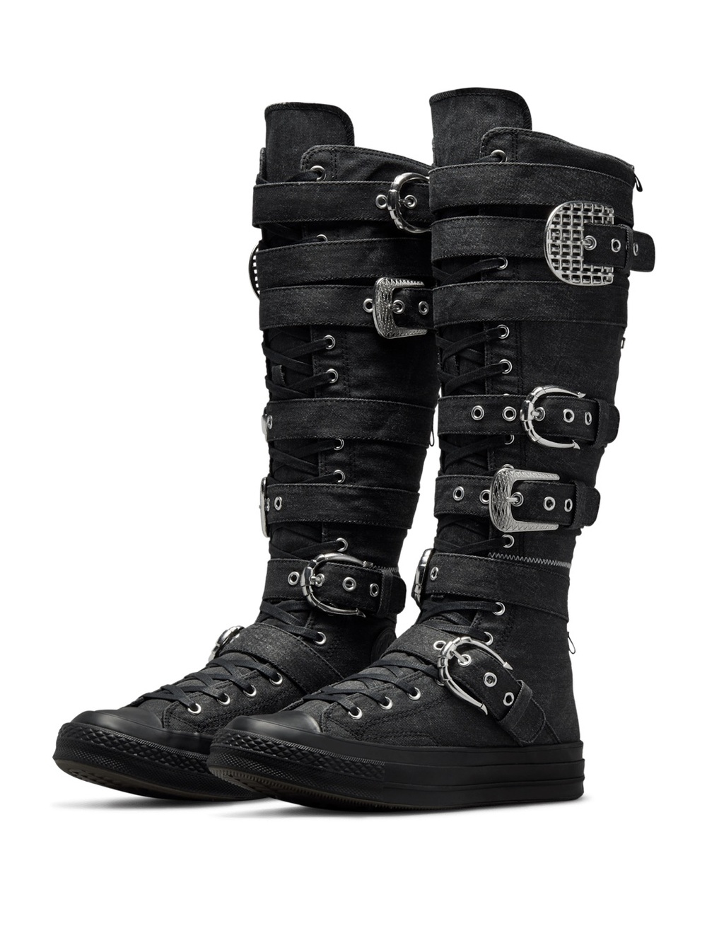 MARTINE ALI CHUCK 70 XX-HI Black/EGRET Converse Lace-Up Knee-High Buckle Boots